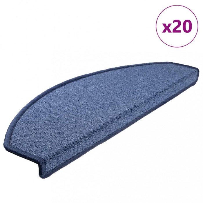 vidaXL Covorașe pentru scări, 20 buc., 65x24x4 cm, albastru, semirotunde, mari