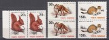 ROMANIA 1993 FAUNA PROTEJATA LP 1318 VALORILE 20 LEI 30 LEI 150 LEI HARTIE ALBA CRETATA FARA FILIGRAN PERECHI STARE MNH