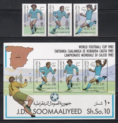 Somalia 1982- Cupa Mondială de fotbal - Spania, Serie + Colita, MNH foto