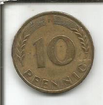 No(3) moneda-GERMANIA 10 PFENING / 1970. F foto