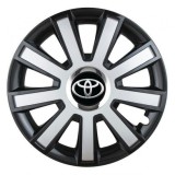 Cumpara ieftin Set 4 capace roti Silver/black cu inel cromat pentru gama auto Toyota