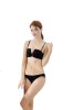 BRA168-1 Sutien bandeau cu decupaj in V intre cupe, Cu burete, negru, Cu decolteu adanc