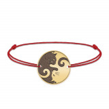 Yin&amp;Yang - Bratara personalizata snur cu doua pisici din argint 925 placat cu aur galben 24K