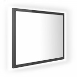 Oglindă de baie cu LED, gri extralucios, 60x8,5x37 cm, vidaXL