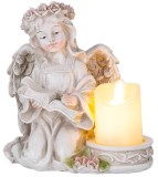 Decor funerar cu inger, carte si lumanare LED MagicHome, 17,5 cm