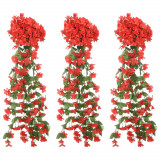 Ghirlande de flori artificiale, 3 buc., rosu, 85 cm GartenMobel Dekor, vidaXL