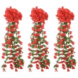 VidaXL Ghirlande de flori de Crăciun, 3 buc., roșu, 85 cm