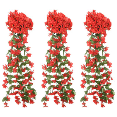 vidaXL Ghirlande de flori artificiale, 3 buc., roșu, 85 cm foto