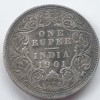 Moneda Argint India Britanica 1 Rupee 1901 Victoria - Argint Istoric