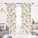 Set draperii dim-out model floral cu rejansa transparenta cu ate pentru galerie, Madison, 150x225 cm, densitate 700 g/ml, Nimfalide, 2 buc