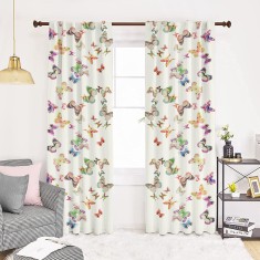 Draperie dim-out model floral cu rejansa transparenta cu ate pentru galerie, Madison, 150x225 cm, densitate 700 g/ml, Nimfalide, 1 buc