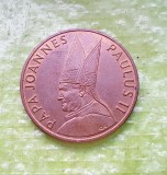 G980-I-Medalia Vatican Papa Ioan Paul al 2 lea 1993 verso Basilica Anglonensis Banka Baltija, bronz aurit, stare buna, diametrul cca 4 cm.
