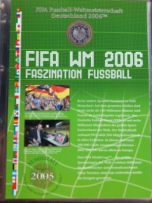 GERMANIA - FDC + MONEDA PROOF - 10 EURO 2005, CAMPIONATUL MONDIAL DE FOTBAL 2006 foto