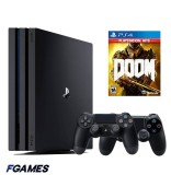 Consola Sony Playstation 4 Pro Ps4 1tb + Doua Controllere + Doom (2016) PlayStation 4, Second-Hand