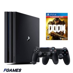 Consola Sony Playstation 4 Pro Ps4 1tb + Doua Controllere + Doom (2016) PlayStation 4, Second-Hand