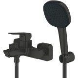 Baterie cada Grohe Cubeo 1018142430, aparenta, set dus, mat, negru