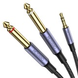 Cablu divizor Y de la 3.5mm TRS la dublu 6.35mm TS &ndash; 2m