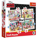 Puzzle carton 4in1: 12,15,20,24 piese Disney Minnie Mouse and Friends,+3 ani, Trefl