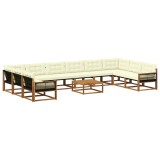 vidaXL Set de canapele de exterior cu pernă 11 pcs Natural și Crem 3381726