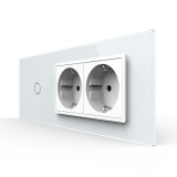 Cumpara ieftin Intrerupator Simplu + 2 Prize LIVOLO cu Rama Din Sticla, Standard Italian, 6M SmartElectro IntelligentHouse