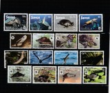 Samoa, Laos, Niuafo'ou, Cook Islands - Fauna, WWF, serii 4 valori, dantelate, MNH