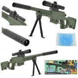 PUȘCĂ DE JUCĂRIE PENTRU COPII CU MINI SILENȚIATOR PENTRU BILE DE GEL TJ-012 MINIAWM ambalaj verde