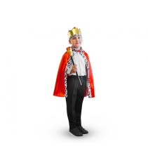 Costum carnaval Rege pentru copii 5 - 6 ani cu pelerina, coroană si sceptru