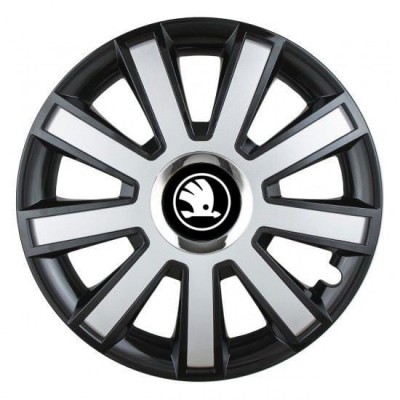 Set 4 Capace Roti pentru Skoda Nou Alb-Negru, model Flash Mix, R14, SKODA foto