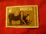 Timbru Rhodezia 1967 - Fauna- Rinocer ,val.4p stampilat