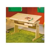 Birou ergonomic pentru copii HM Julia, inaltime reglabila, unghi inclinare ajustabil, lemn, 109x55x63-93 cm, fag