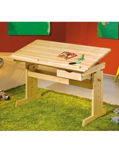 Birou ergonomic pentru copii HM Julia, inaltime reglabila, unghi inclinare ajustabil, lemn, 109x55x63-93 cm, fag
