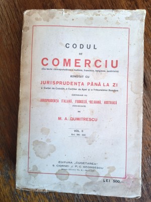 Codul de comerciu, vol. 2 - M. A. Dumitrescu / R3P1F foto