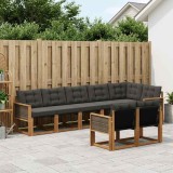 Cumpara ieftin Set de canapele de exterior 8 buc. 7-Locuri Natural si Negru
