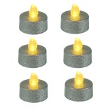 Decoratiune lumanare Hoff, LED, lumina calda, H 3 cm, alimentare baterii, argintie, set 6 bucati