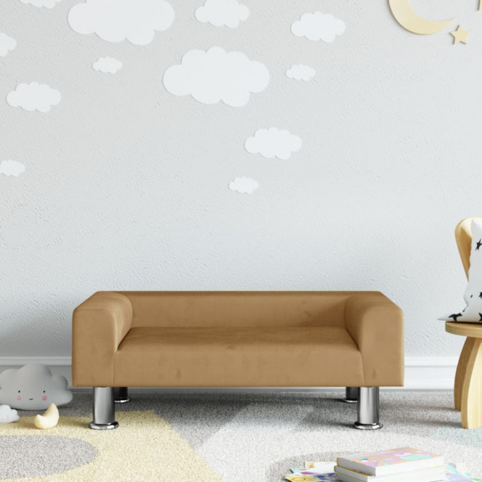 Canapea pentru copii, maro, 70x45x26,5 cm, catifea GartenMobel Dekor