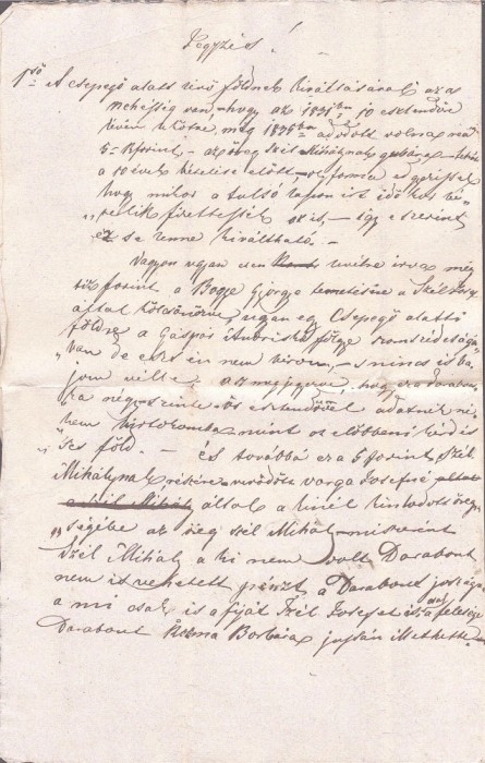 A3773N Act de v&acirc;nzare păm&acirc;nturi, Transilvania cca mijlocul secolului al XIX-lea, h&acirc;rtie cu filigran Nr 3 1840, limba maghiară/Magyar nyelvű okirat