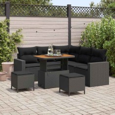 vidaXL Set de canapele pentru grădină 8 pcs Negru poliratan 3361614