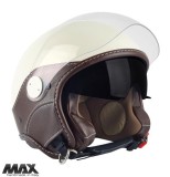 Casca open face pentru scuter - motocicleta (demi-jet) Max Helmets model DJDV06 LS Vision SV (ochelari soare integrati) culoare: crem lucios/negru (PL