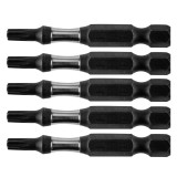 Set 5 biti de impact T20 din otel S2, 50 mm, pentru surubelnita 1/4 inch