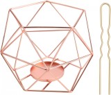 Suport decorativ pentru lumanari Pwsap, metal, rose gold, 10 x 12 cm