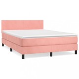 Cumpara ieftin Pat box spring cu saltea, roz, 140x200 cm, catifea