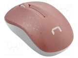 Mouse wireless NATEC alb și roz USB A, optic, 3 butoane, rază 10m