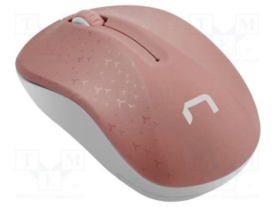 Mouse wireless NATEC alb și roz USB A, optic, 3 butoane, rază 10m foto
