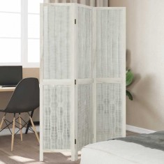 vidaXL Paravan cameră 3 panouri, alb, lemn masiv paulownia 358670