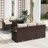 vidaXL Set de canapele pentru grădină cu pernă 6 pcs Maro Rattan poli