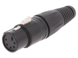 Mufă XLR 5PIN Mamă pe Cablu Neagră, CLIFF