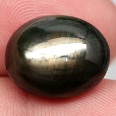 SAFIR NATURAL NEGRU-VERDE BABAN NETRATAT-20,23 ct. Certificat de Autenticitate ! foto