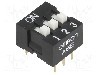 Intrerupator DIP, 2 pozitii, montare THT, 3 sectiuni, OMRON OCB - A6E-3104-N