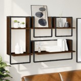 vidaXL Set rafturi de perete cu bare, 4 buc., stejar maro, lemn 836312