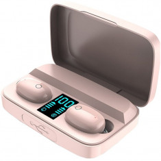 Casti wireless Earbuds A10s Pink, Bluetooth 5.0, X-Bass, Powerbank 1800mAh, Afisaj, Touch, HiFi TWS foto